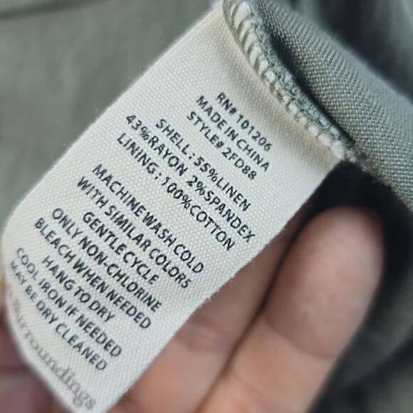 Soft Surroundings Olive Green Winnie Linen Blend T-Shirt Midi Dress Size L - Picture 5 of 7